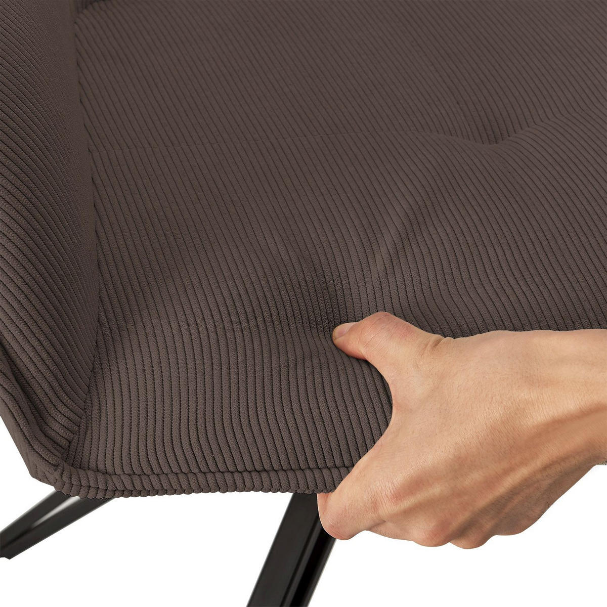 DREHSTUHL Clyde mit Armlehne cord braun (2er-Set) - Braun, Textil (57/85/61cm) - Juskys