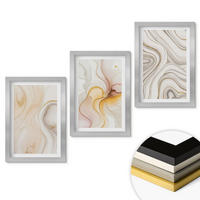 WANDBILDER 3er Set - 20x30 cm Silberner Rahmen - Abstrakte warme Muster - Silberfarben, Kunststoff (20/30cm) - ArtPrintCave