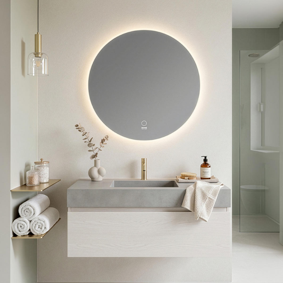 LED-SPIEGEL Rund SILA - 80 cm - Silberfarben, Glas (80/80/3cm) - Home Deluxe