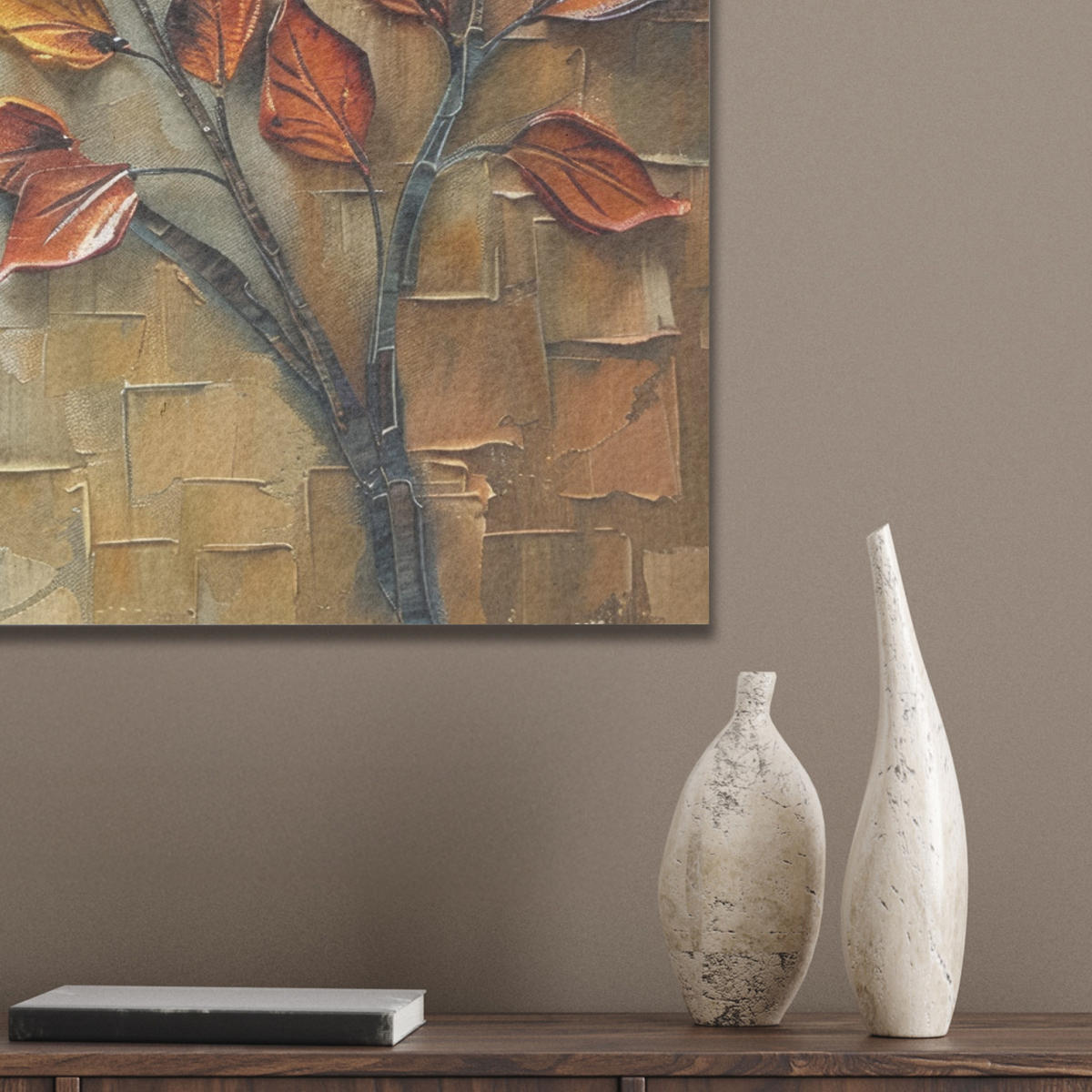 AKUSTIKBILD Baum - Abstrakt - Natur - Kunst Wanddeko 70x50 cm - Goldfarben, Kunststoff (70/50/0.9cm) - MuchoWow