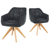 ARMLEHNSTUHL Mika-Finn 2er-Set - Honigeiche/Schwarz, Eichenholz/Holz (60/82/61cm) - DUBI Möbel