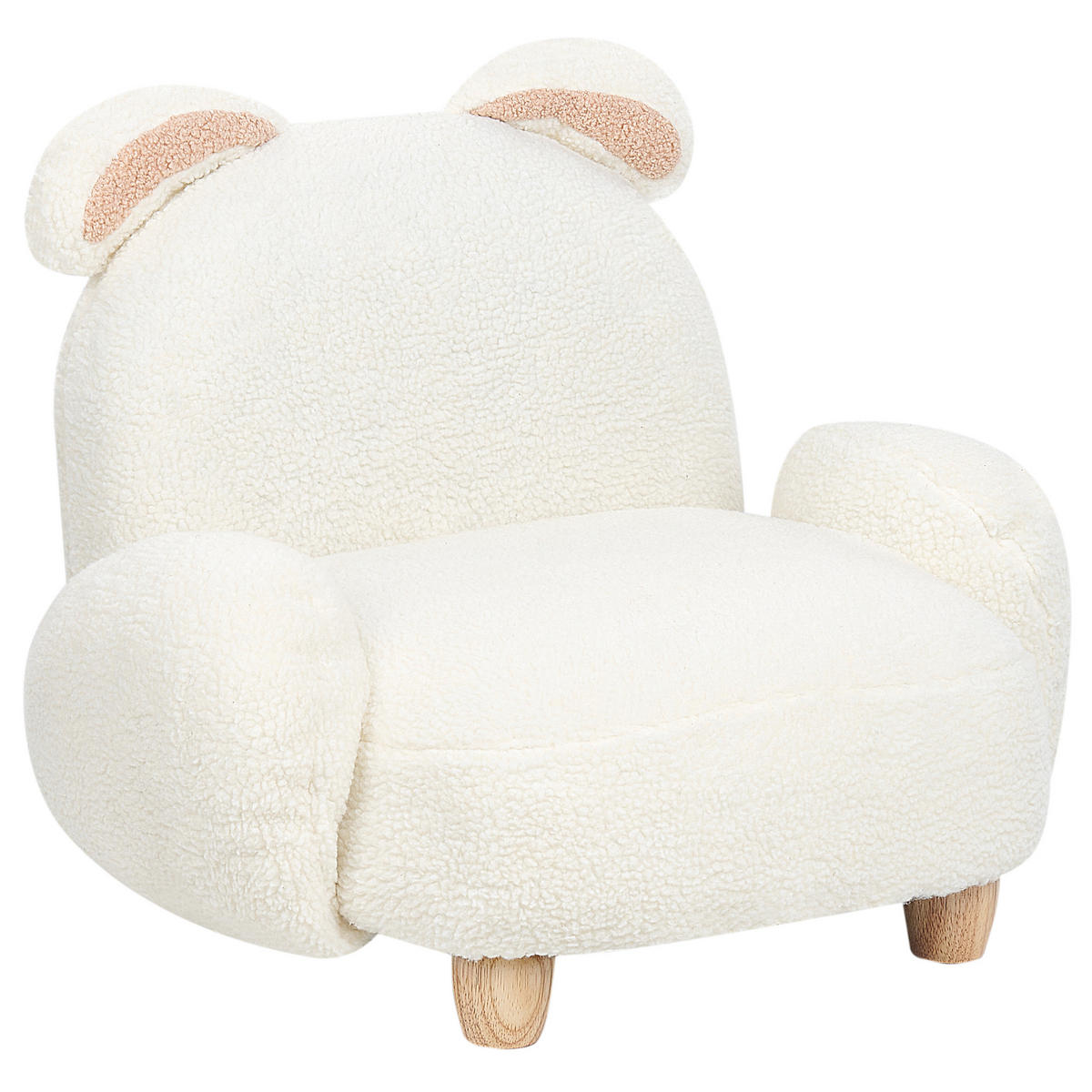 KINDERSESSEL Teddy-Optik cremeweiß Tierform Hase Kanna - Weiß, Kunststoff/Textil (65/45/51cm) - Beliani