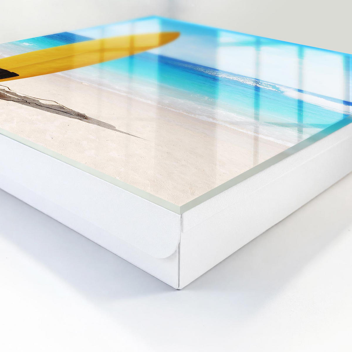 SCHLÜSSELBOX Weiß 30x30 cm – Türöffnung nach rechts - Surfparadies - Gelb, Metall (30/30/5cm) - TULUP