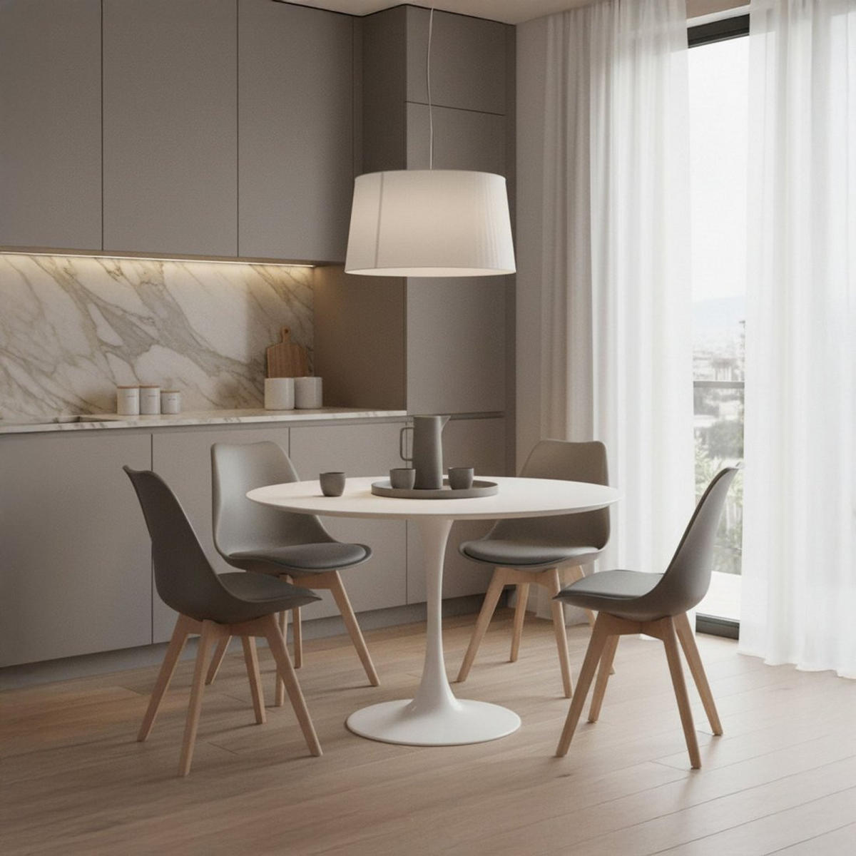 ESSZIMMERSTUHL Kler Grau 48 cm x 82 cm 4er-Set - Grau, Kunststoff (48/82/57cm) - Klast Home