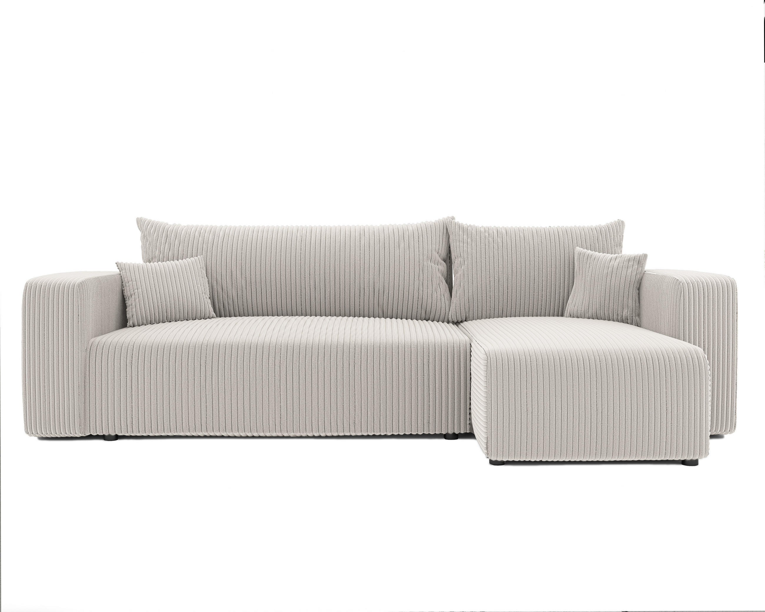 ECKSOFA Beige Cord-Stoff mit Bettkasten - Beige, Textil (248/145cm) - Idohome