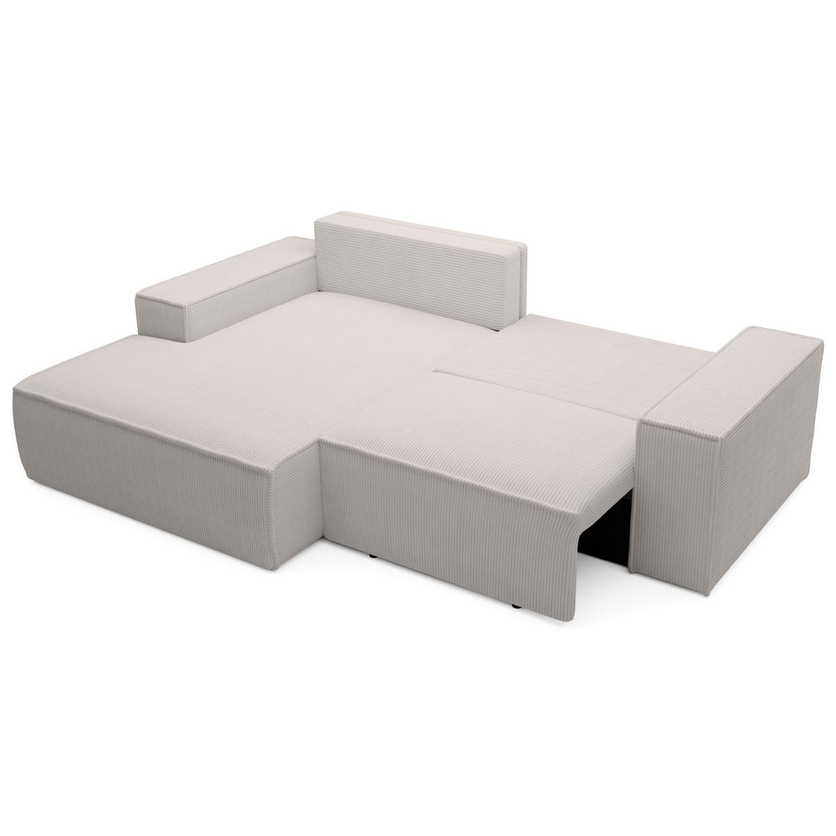 ECKSOFA Farese Mini mit Cordbezug Greige, links - Taupe/Schwarz, Textil (240/167cm) - Selsey