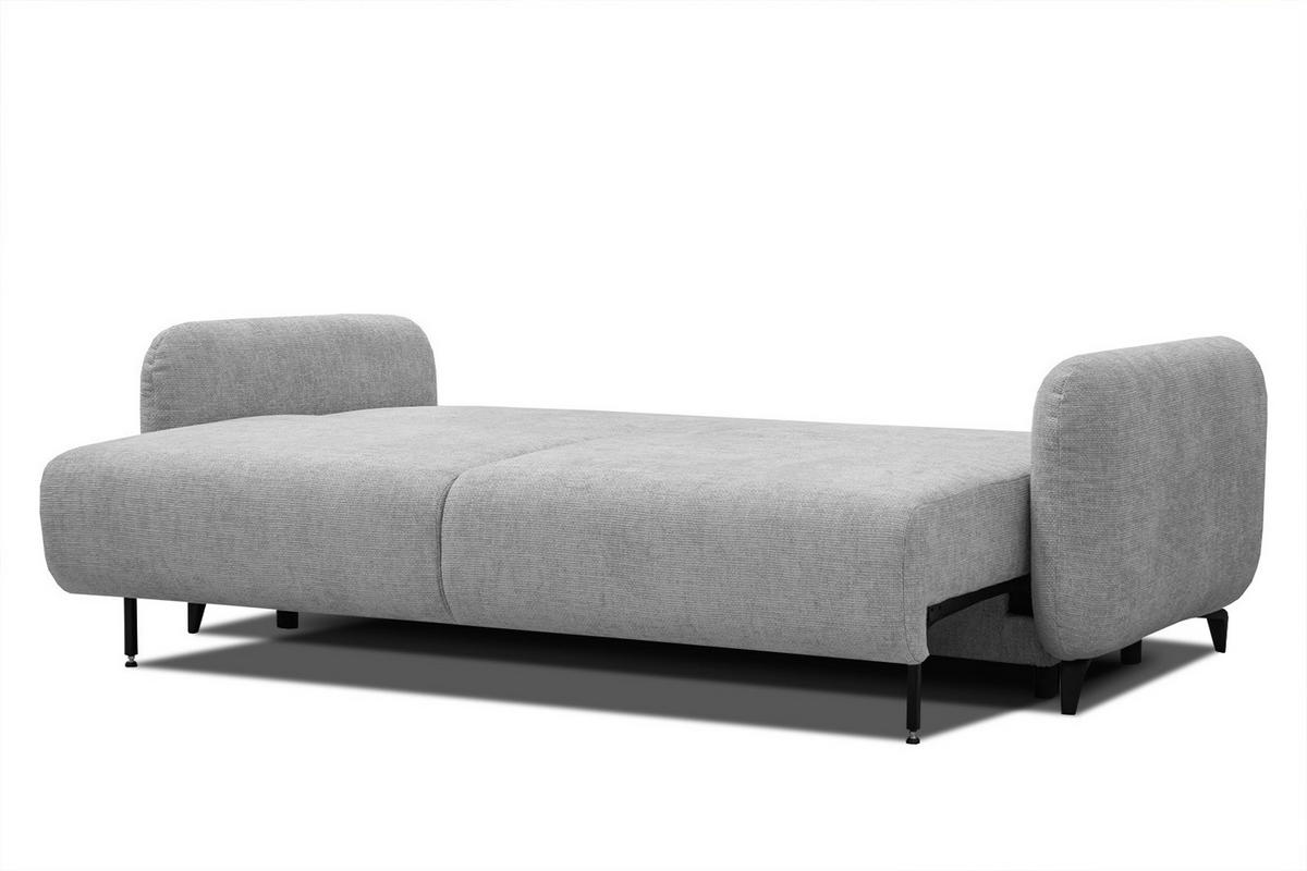 SOFA DRAKE 3-Sitzer mit Schlaffunktion, hellgrau - Hellgrau/Braun, Holz/Textil (232/90/107cm) - Courtois Laville