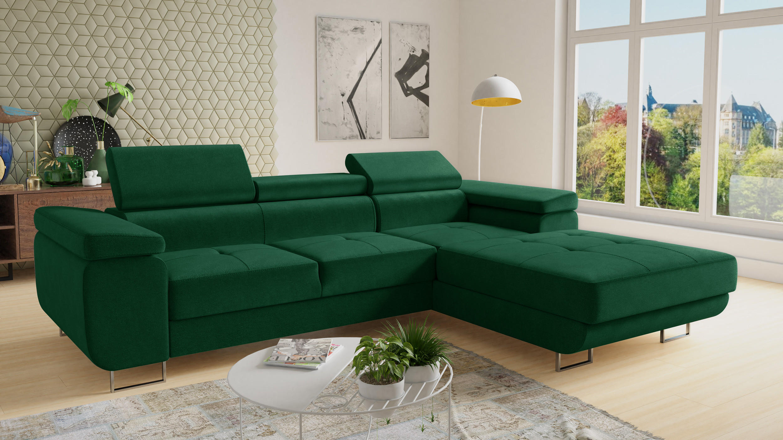 ECKSOFA Divo, Seite: Rechts - Grün, Holz/Textil (282/204cm) - Sofnet