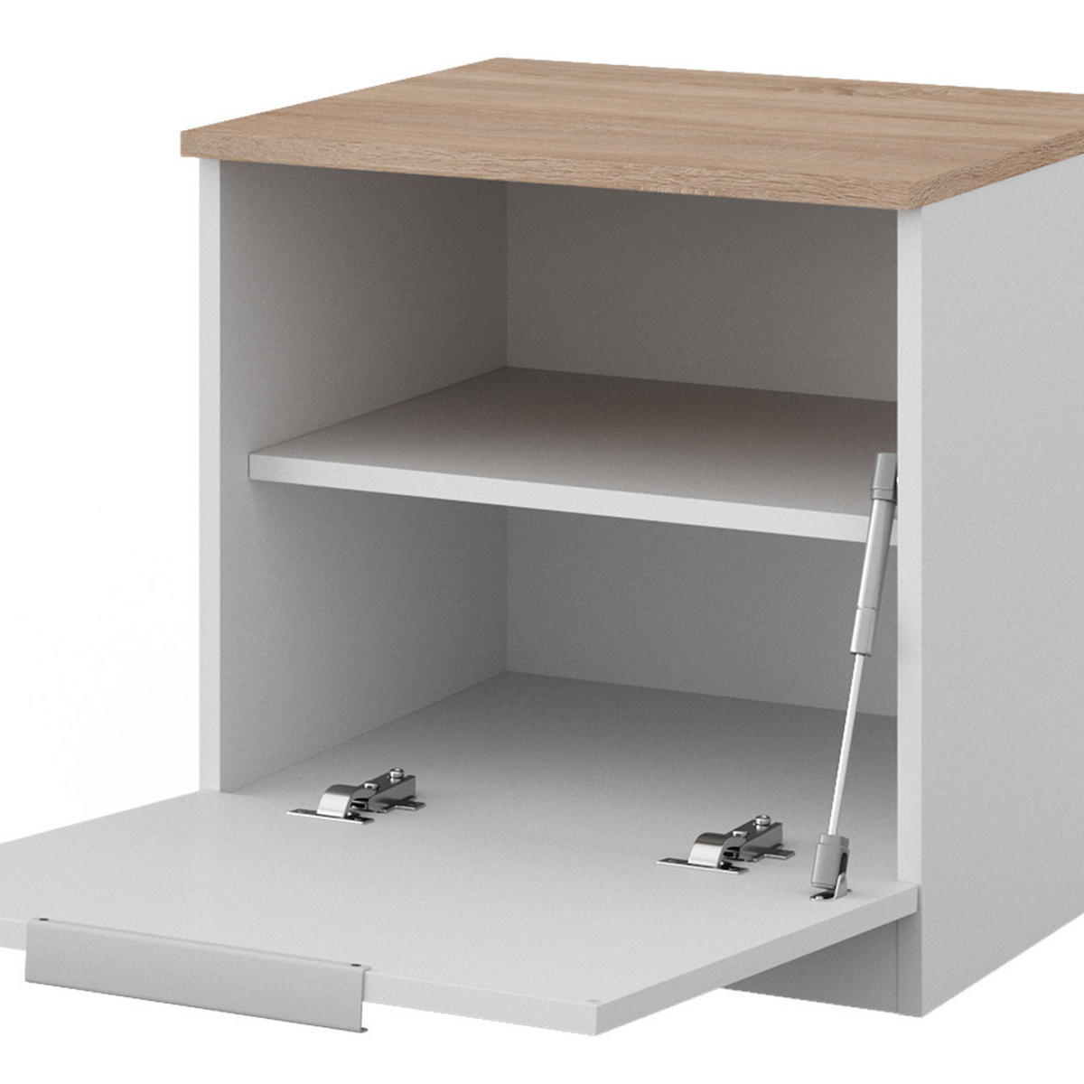 NACHTTISCH Betti Weiß 50 x 50 cm mit 1 Türen - Weiß/Sonoma Eiche, Holzwerkstoff (50/50/42cm) - Vicco