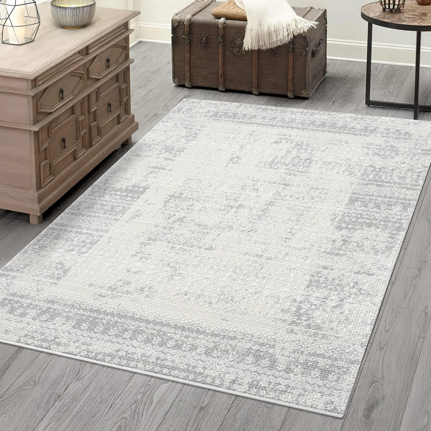 KURZFLOR-TEPPICH Antik 232 Grau 80x150 cm - Grau, Textil (80/150cm) - carpet city