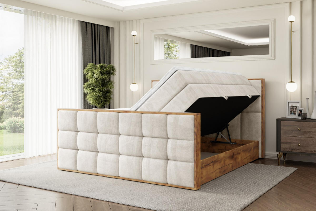 BOXSPRINGBETT mit Matratze H3|H4 und Lattenrost - LOLLI2-Z KING-140x200 - Beige Casablanca - Beige, Holzwerkstoff (140/200cm) - ALTDECOR
