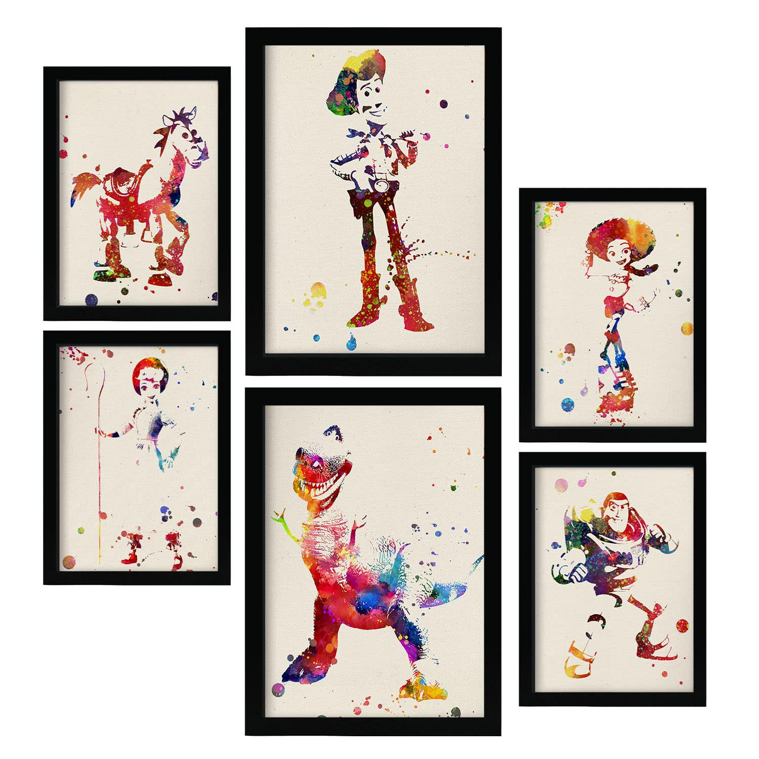 POSTER Set Mit 6 Toy Story Illustrationen Im Aquarell Stil A3 & A4 Rahmenlos - Klar, Papier (29/3cm) - Nacnic
