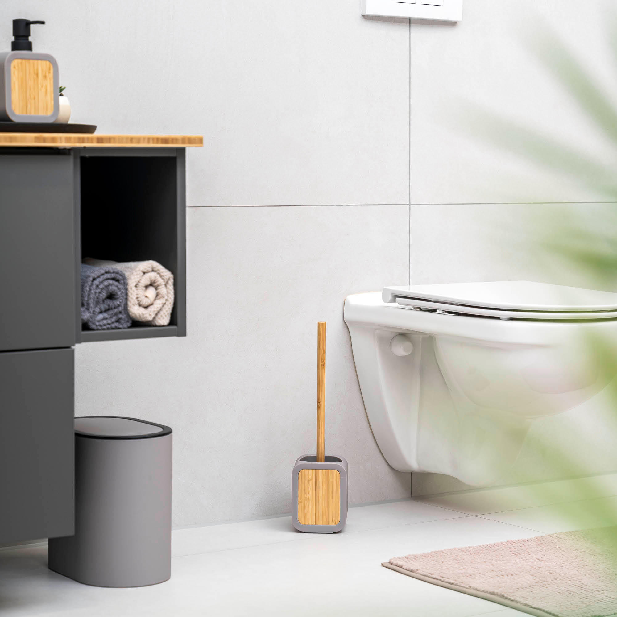 WC-GARNITUR, grau - Taupe, Kunststoff (10/39/10cm) - eluno