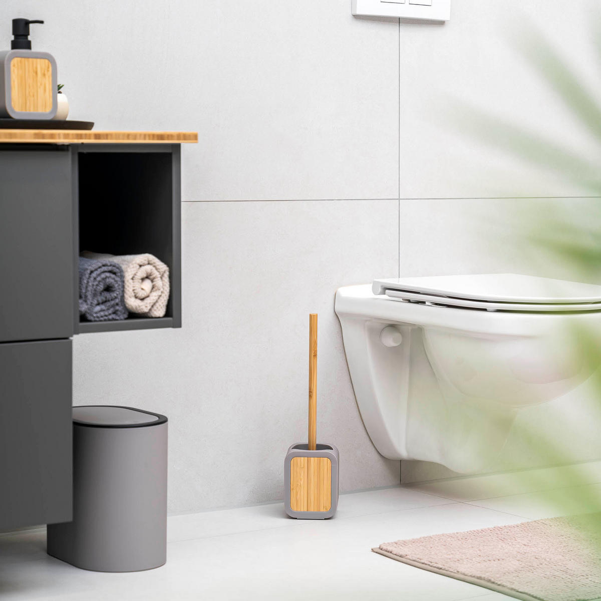 WC-GARNITUR, grau - Taupe, Kunststoff (10/39/10cm) - eluno
