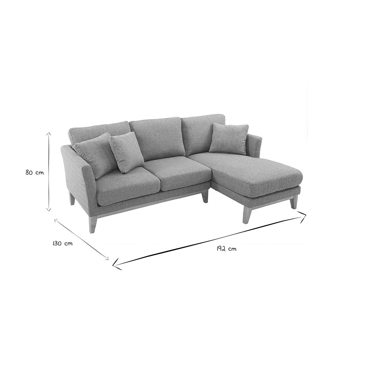 ECKSOFA Rechts Skandinavisch Hellgrau OSLO - Grau, Textil (130/192cm) - Miliboo