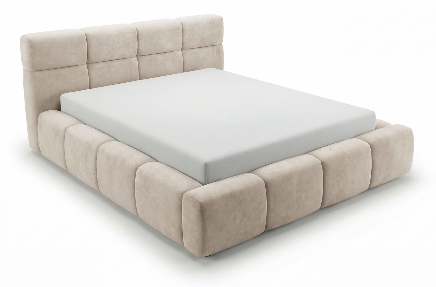 POLSTERBETT 160x200 cm Oslo mit Lattenrost, Bettkasten, Samtstoff, Beige - Beige, Holz/Textil (160/200cm) - Emporius