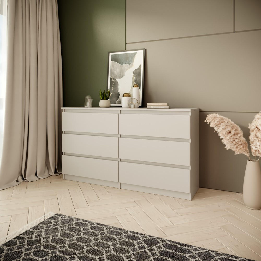 KOMMODE Look 120 cm mit sechs Schubladen, kaschmir - Kaschmir, Holzwerkstoff (120/71/40cm) - Beautysofa