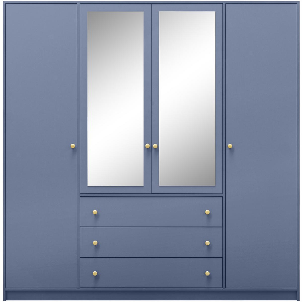 DREHTÜRENSCHRANK Solea Lux mit 4 Türen und 4 Schubladen, Blau - Blau/Goldfarben, Holzwerkstoff (196/200/58cm) - Beautysofa