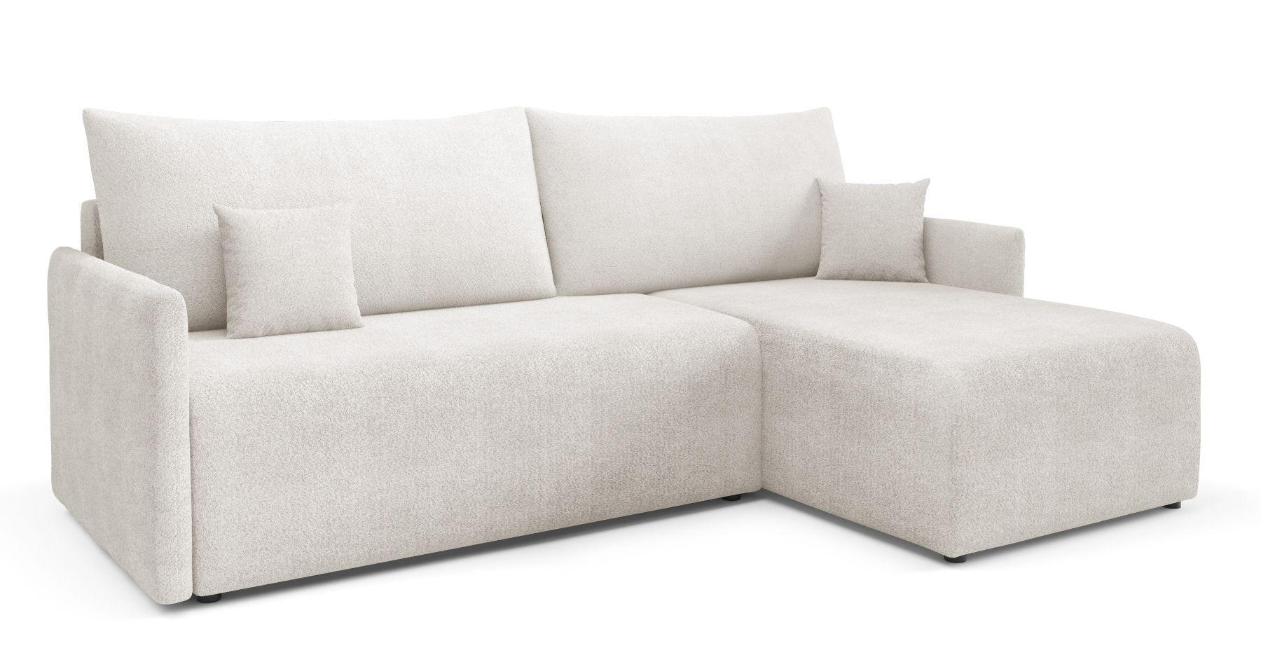 ECKSOFA Ecru VALIA Mit Schlaffunktion Und Bettkasten - Weiß, Textil (212/145cm) - Sepro Meble