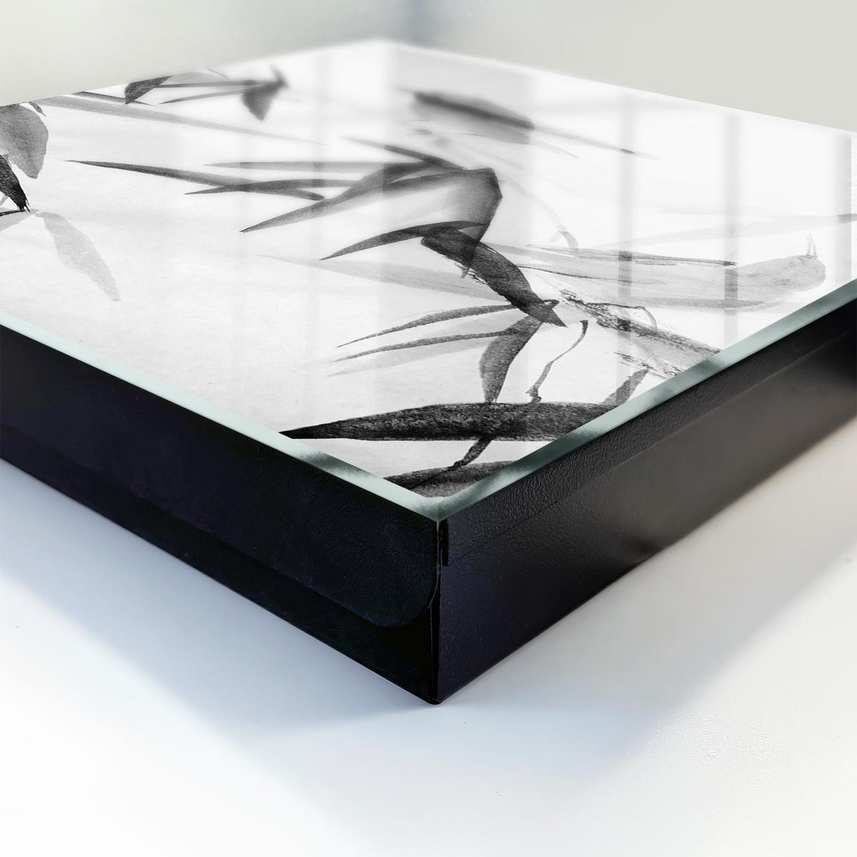 SCHLÜSSELBOX Schwarz 30x30 cm- Türöffnung nach rechts - Bambus Natur - Weiß, Metall (30/30/5cm) - TULUP