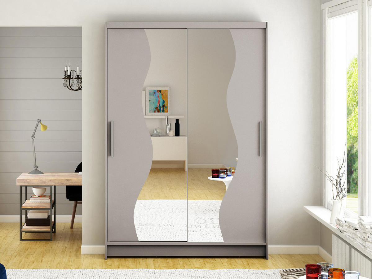 KLEIDERSCHRANK Miami S - Kaschmir/Silberfarben, Holzwerkstoff/Kunststoff (120/200/58cm) - MIRJAN24