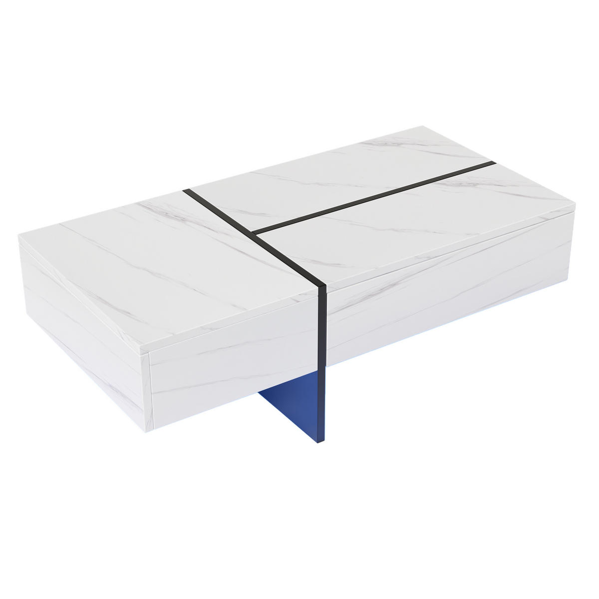 COUCHTISCH 100/50/34,5 cm Weiß mit App-gesteuertem LED-Beleuchtungssystem - Weiß, Holzwerkstoff (100/50/34.5cm) - OKWISH