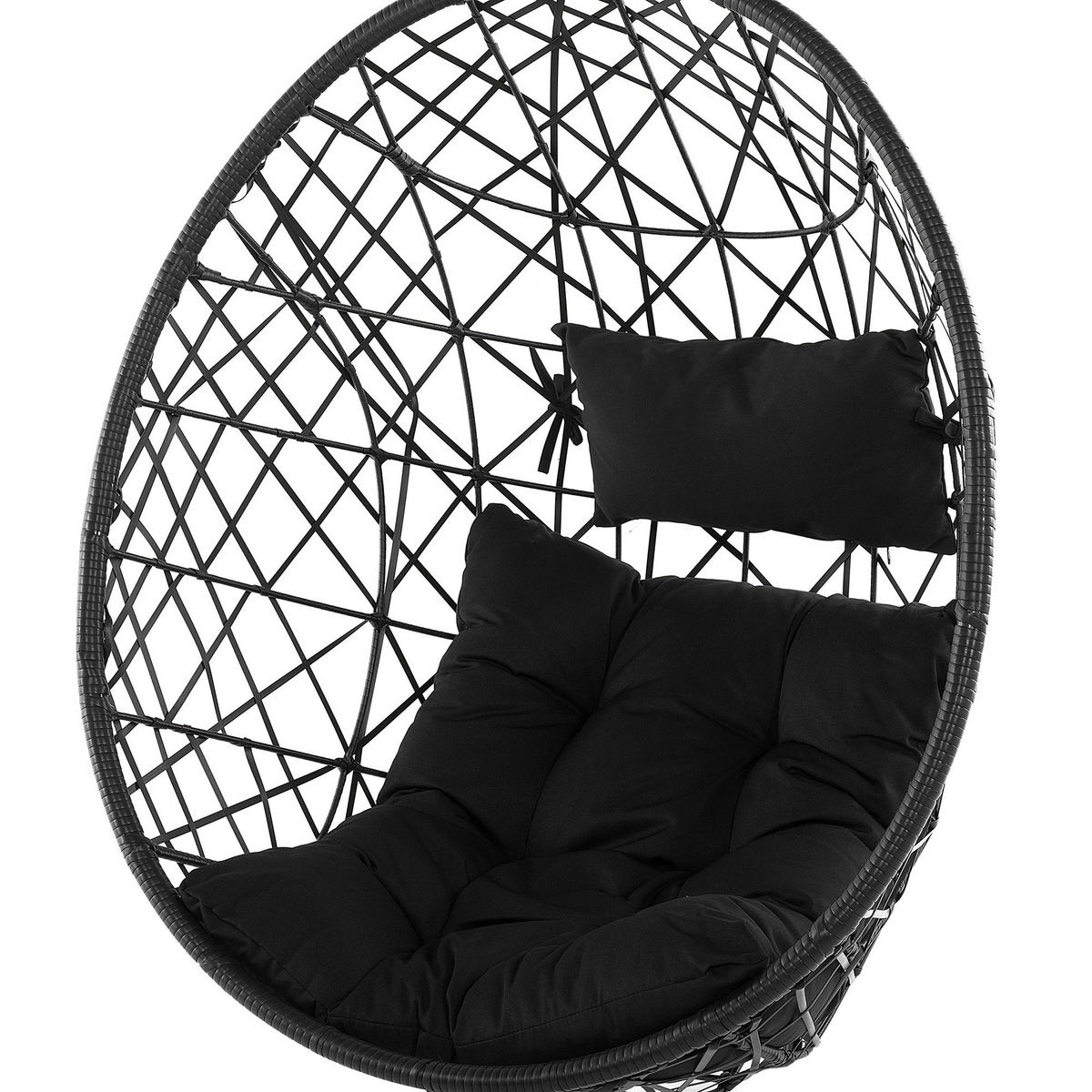 HÄNGESESSEL PE Rattan schwarz 94 cm Alatri - Schwarz, Kunststoff (94/108/96cm) - Beliani