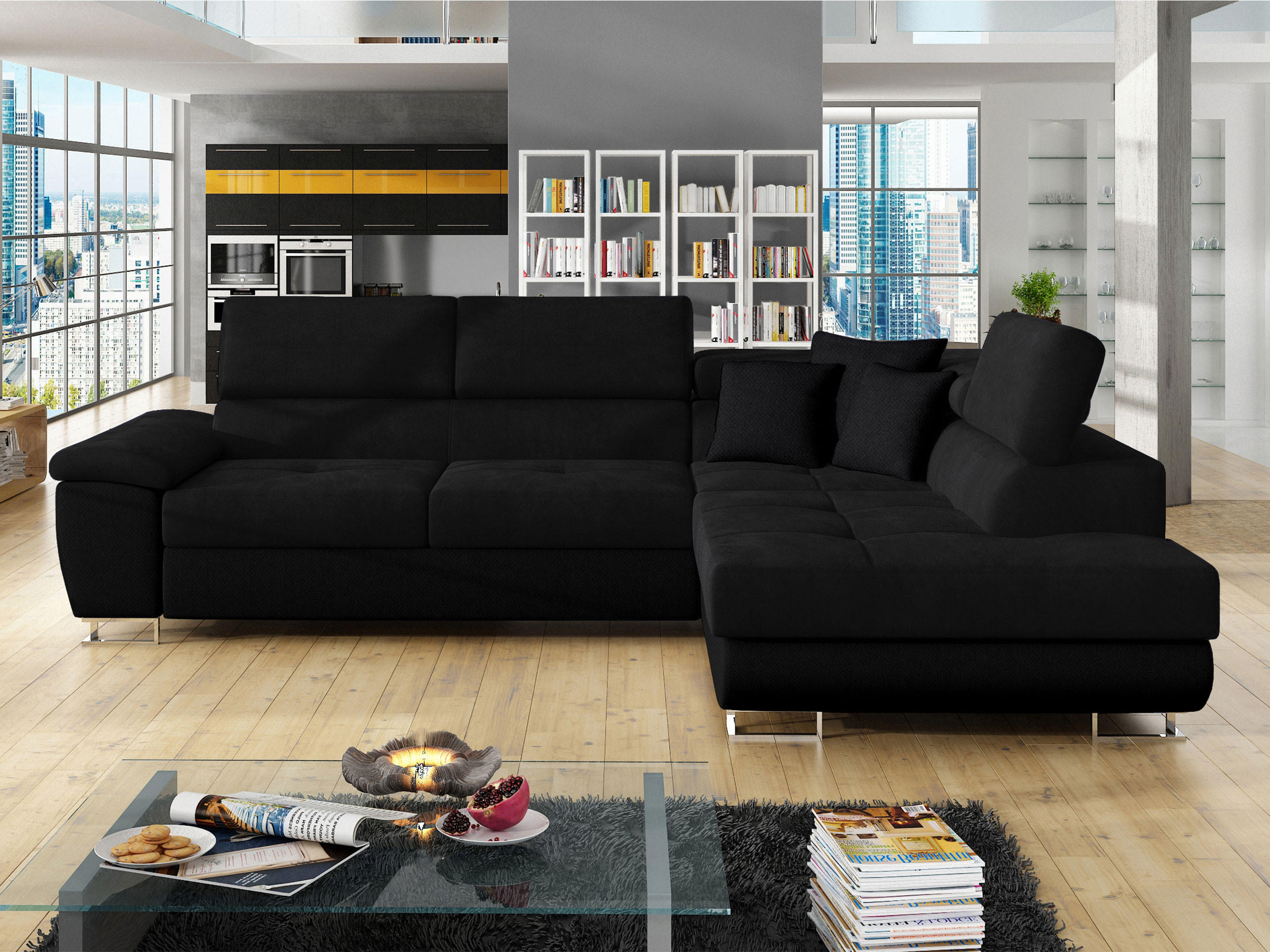 ECKSOFA Cotere, Seite: Rechts - Schwarz, Holz/Textil (270/202cm) - MIRJAN24
