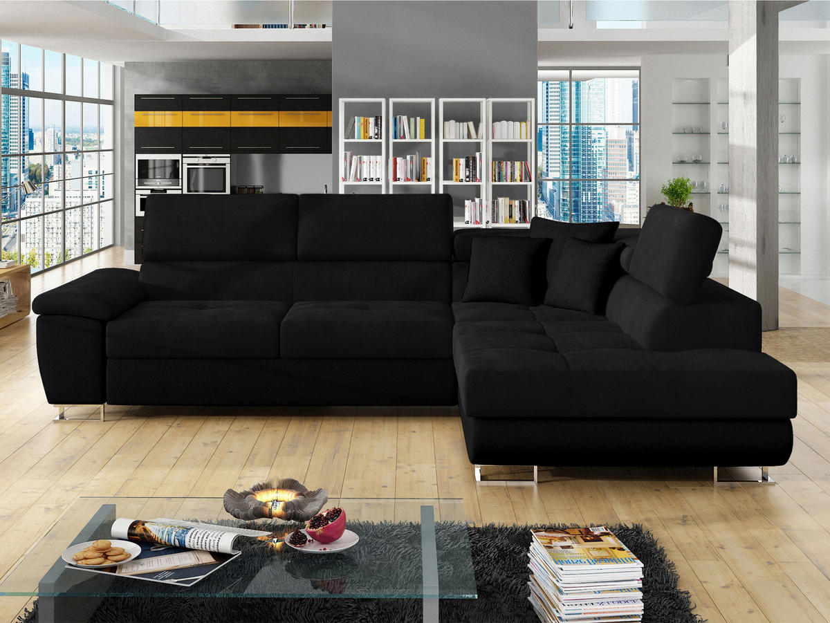 ECKSOFA Cotere, Seite: Rechts - Schwarz, Holz/Textil (270/202cm) - MIRJAN24