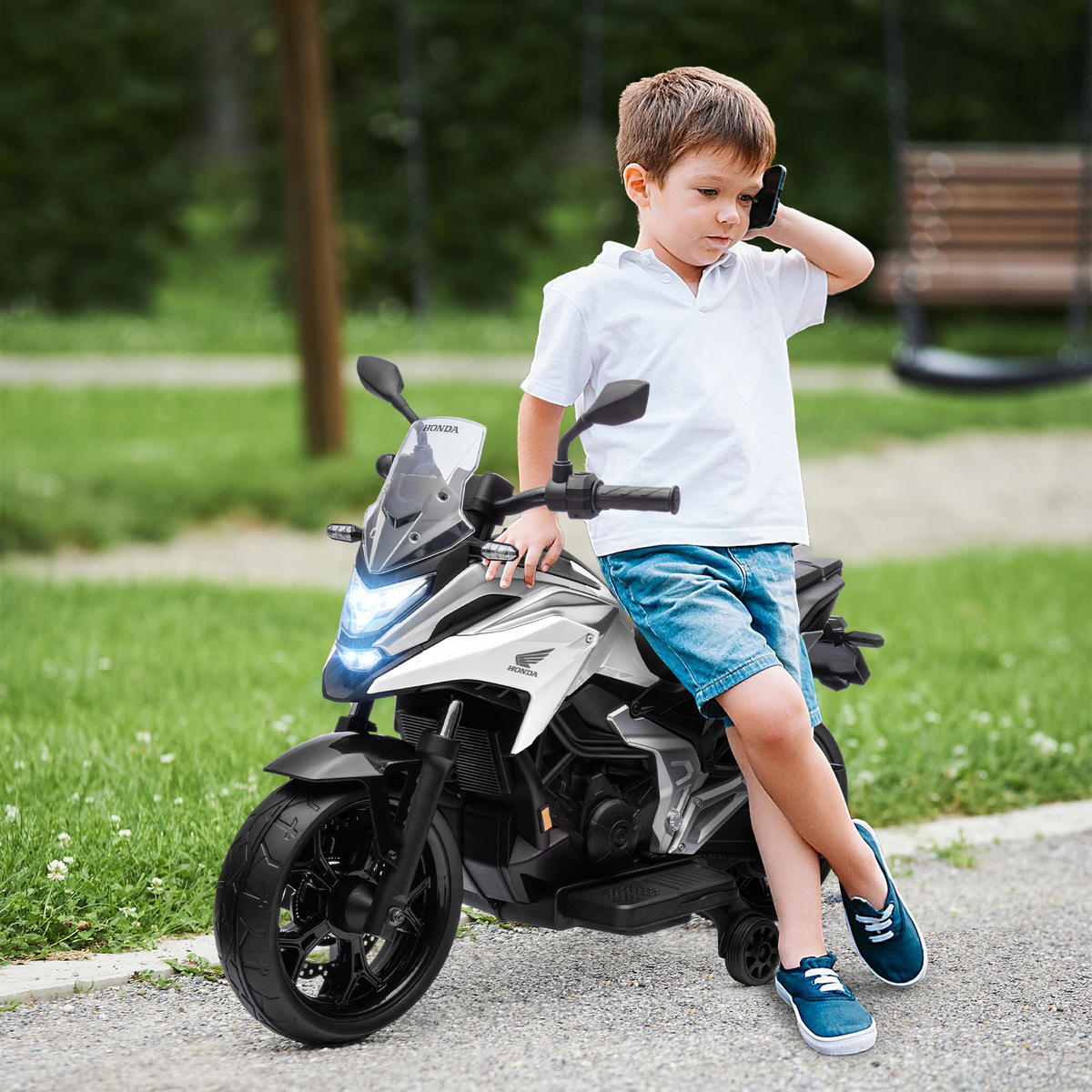 KINDER Elektro-Motorrad - Weiß, Kunststoff/Metall (107/46/75cm) - AIYAPLAY