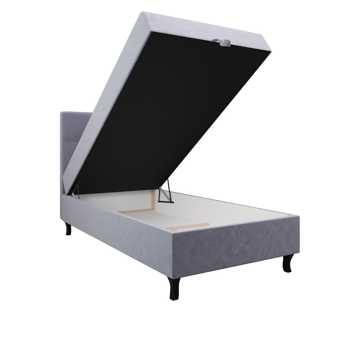 BOXBETT LIMBA mit Matratze H3 und Topper 80x200 Monolith 70 - Hellblau, Holz/Textil (80/200cm) - Bedante