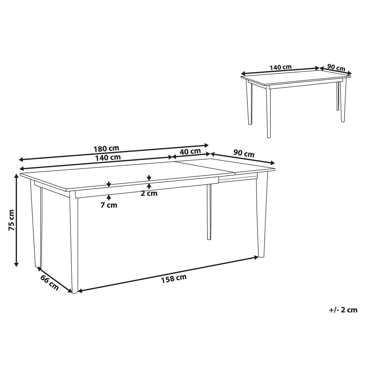 ESSTISCH 140-180/90/75 cm Weiß, Hellbraun Rechteckig Sola - Weiß, Holzwerkstoff (180/90/75cm) - Beliani