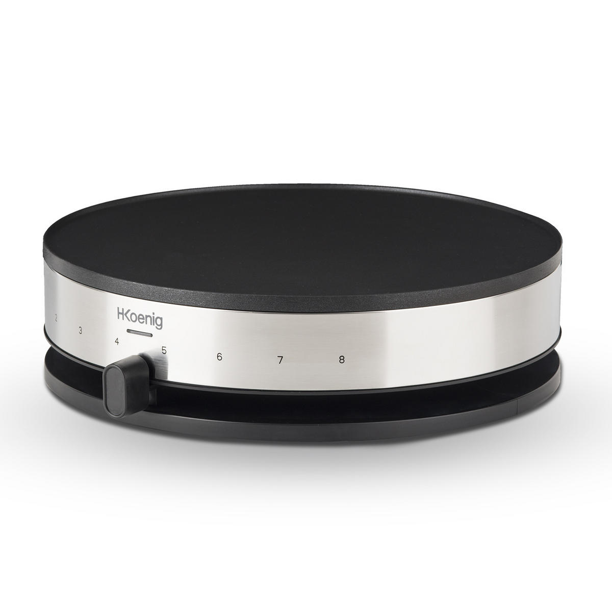 PFANNKUCHENMASCHINE KREP29 Schwarz und Silber, 33 cm Antihaftbeschichtete Kochplatte, Tischgerät, Einstellbarer Thermostat - Schwarz, Metall (33/9.5/33cm) - HKoenig