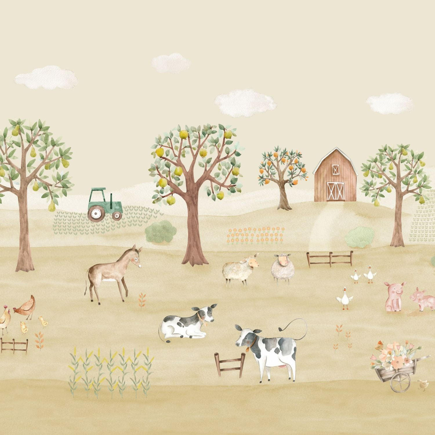 FOTOTAPETE Bauernhof 318 x 275 cm - Beige, Papier (318/275cm) - Sanders & Sanders