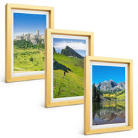 BILDER SET 3er Set - 20x30 cm Goldrahmen - Grüne Hügel mit einer Burg - Goldfarben, Kunststoff (20/30cm) - TULUP