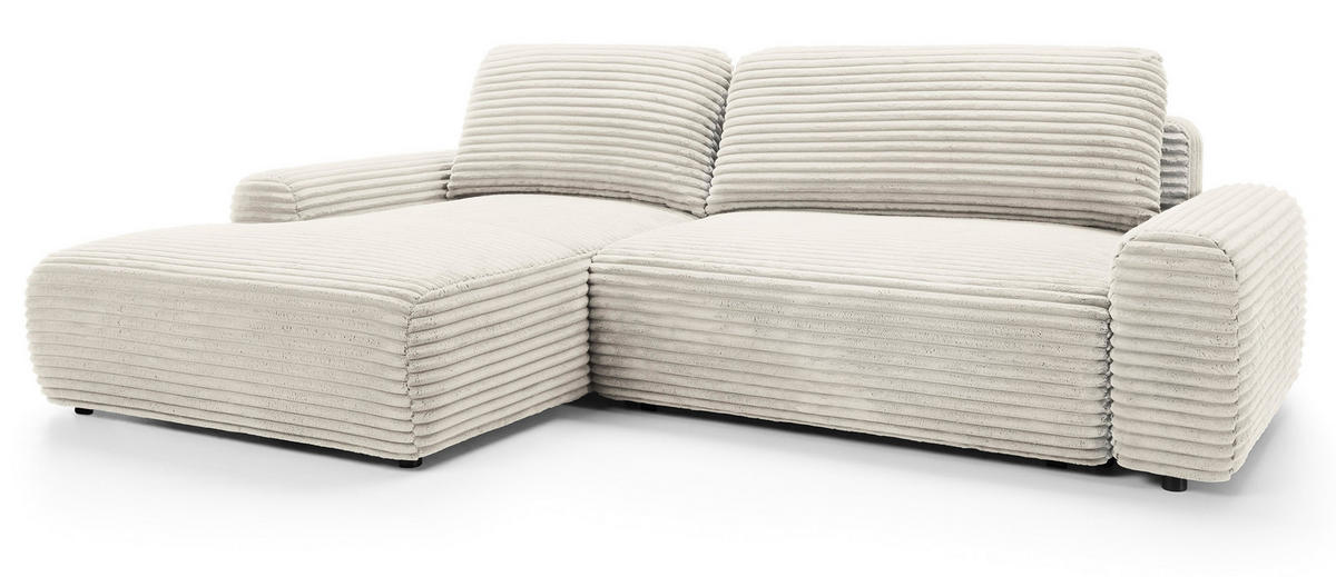 ECKSOFA Alferia Creme mit Cordbezug - Creme/Schwarz, Holzwerkstoff/Kunststoff (264/162cm) - Selsey