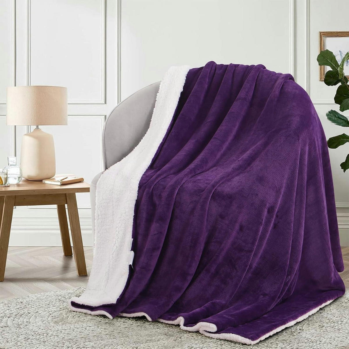 KUSCHELDECKE Sherpa Fleece Violett 150 x 200 cm - Lila, Textil (150/200cm)