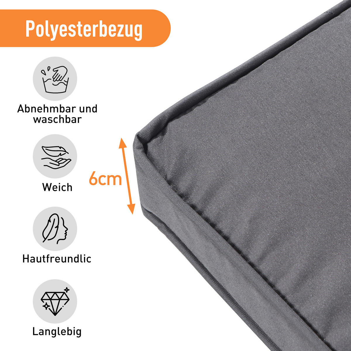 GARTENLOUNGE-SET für 7 Personen Garten-Garnitur Set mit abnehmbarer Stoffbezug grau - Dunkelgrau/Grau, Glas/Textil - STILVORA
