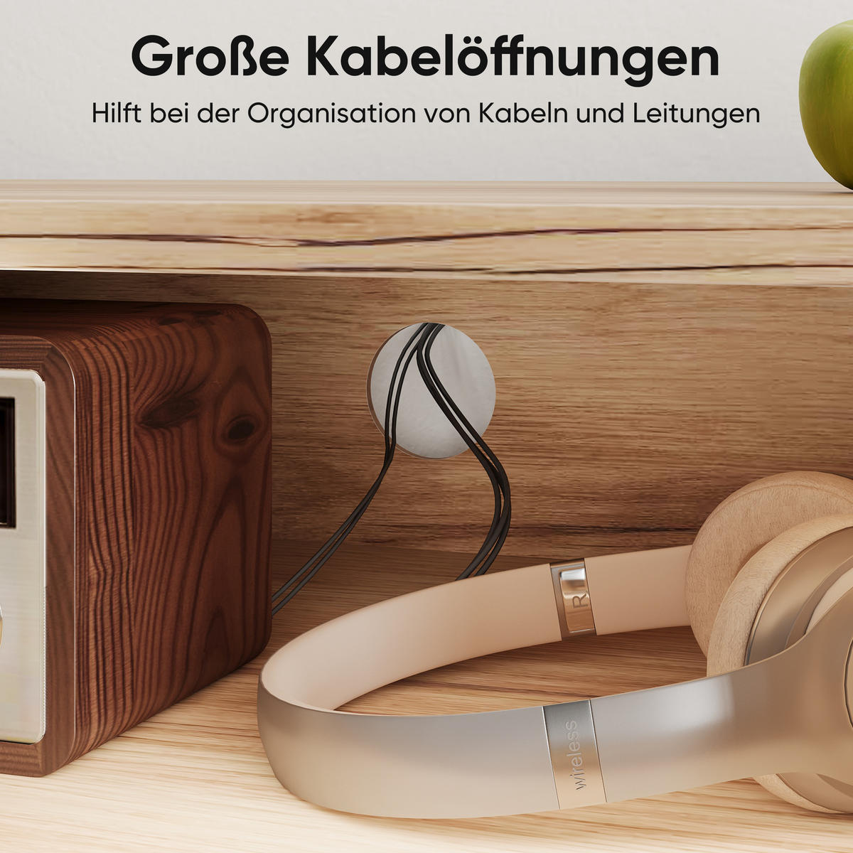 TV-SCHRANK 110 cm Eiche Natur mit 2 Türen, offenen Fächern & Kabelmanagement im Mid-Century-Stil - Eichefarben, Holzwerkstoff (110/48/40cm) - Urban Meuble