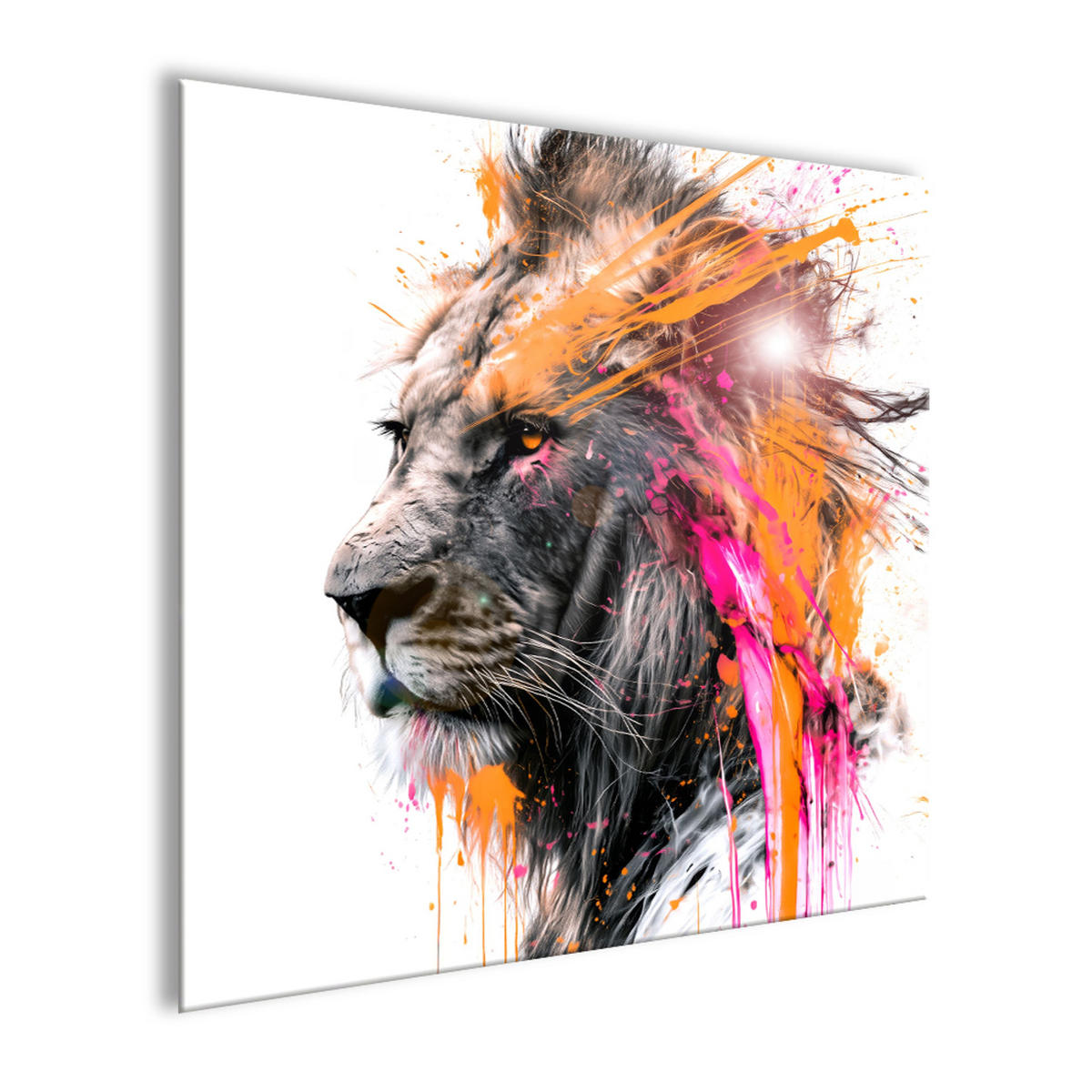 GLASBILD 50x50 cm Löwe orange-pink - Orange, Glas (50/50cm) - artissimo