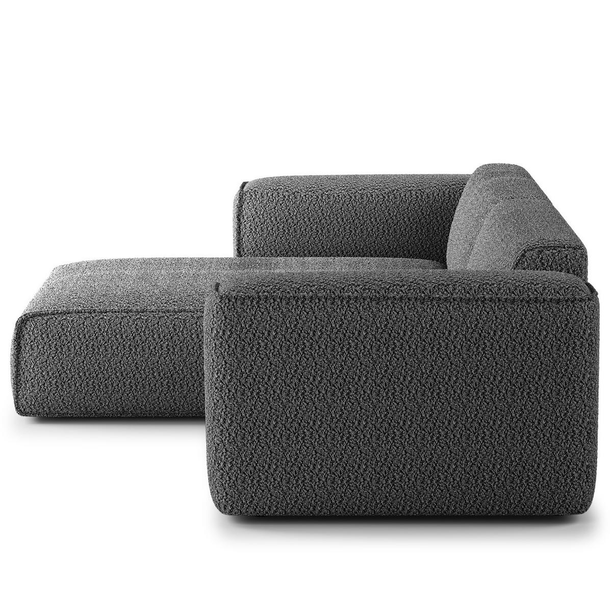1,5-SITZER ECKSOFA mit Longchair - Anthrazit/Schwarz, Kunststoff/Textil (260/173cm) - home24