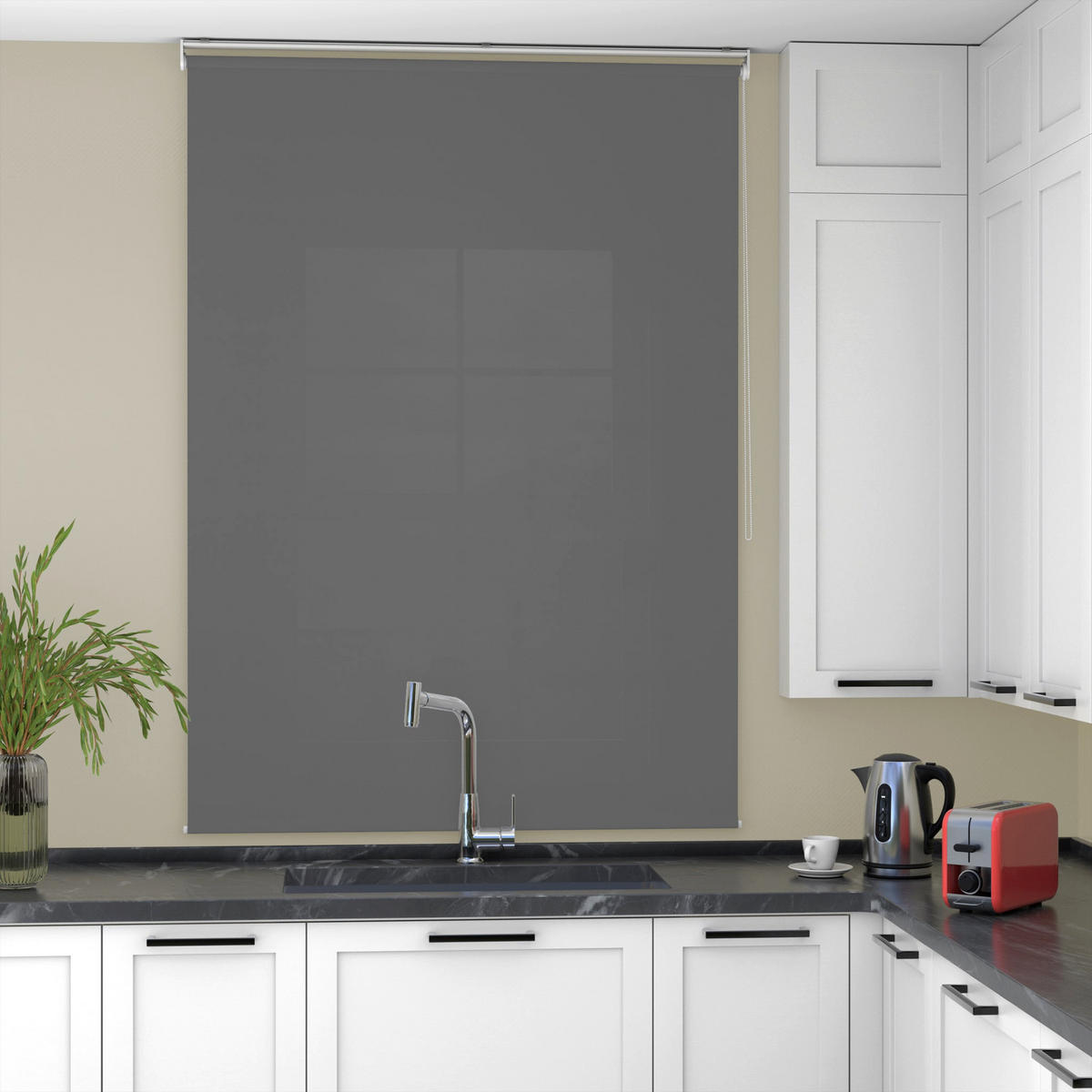 ROLLO blickdicht - Dunkelgrau, Textil (110/150cm) - Deco-Raum