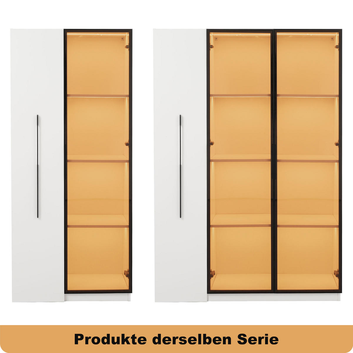 VITRINE 110cm Glastür LED Rollschrank französischer Stil - Weiß, Holzwerkstoff (110/160/35cm) - FLIEKS