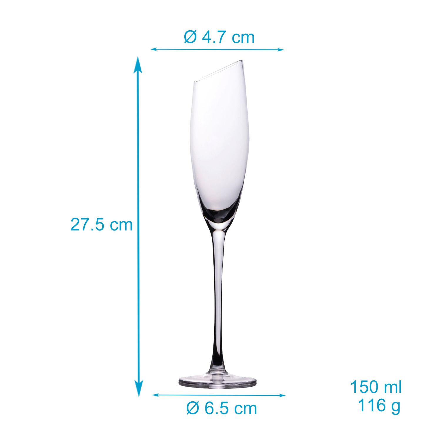 CHAMPAGNER/SEKT Glas mit moderner Kante 150 ml (4er-Set) - Transparent, Glas (0.15L) - Intirilife