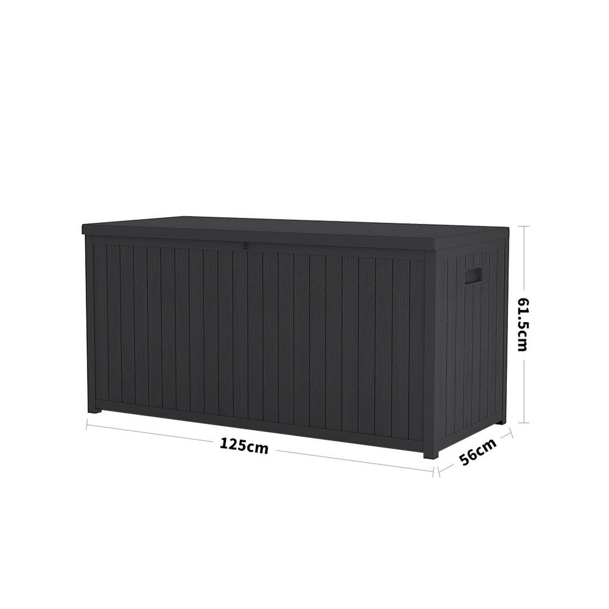 GARTENBOX 430L Abschließbar Wasserdicht Kunststoff Schwarz - Schwarz, Kunststoff (125/61.5/56cm) - Livingandhome