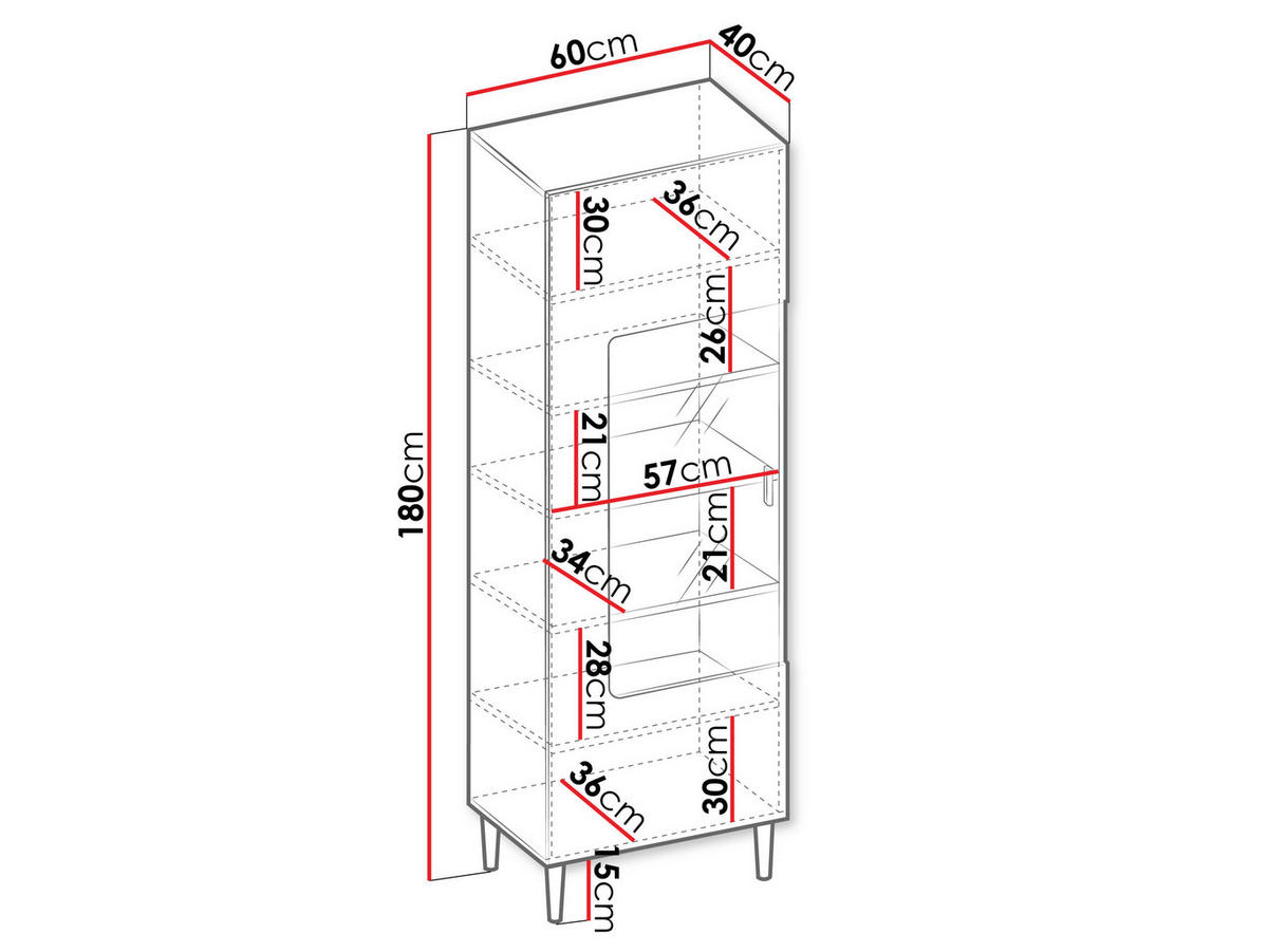 VITRINE Nakomo - Schwarz, Holz/Holzwerkstoff (60/180/40cm) - MIRJAN24