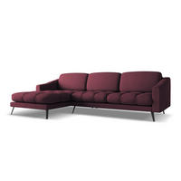 ECKSOFA Links Chenille Stoff Rot - Rot/Weinrot, Textil/Metall (160/264cm) - Makamii