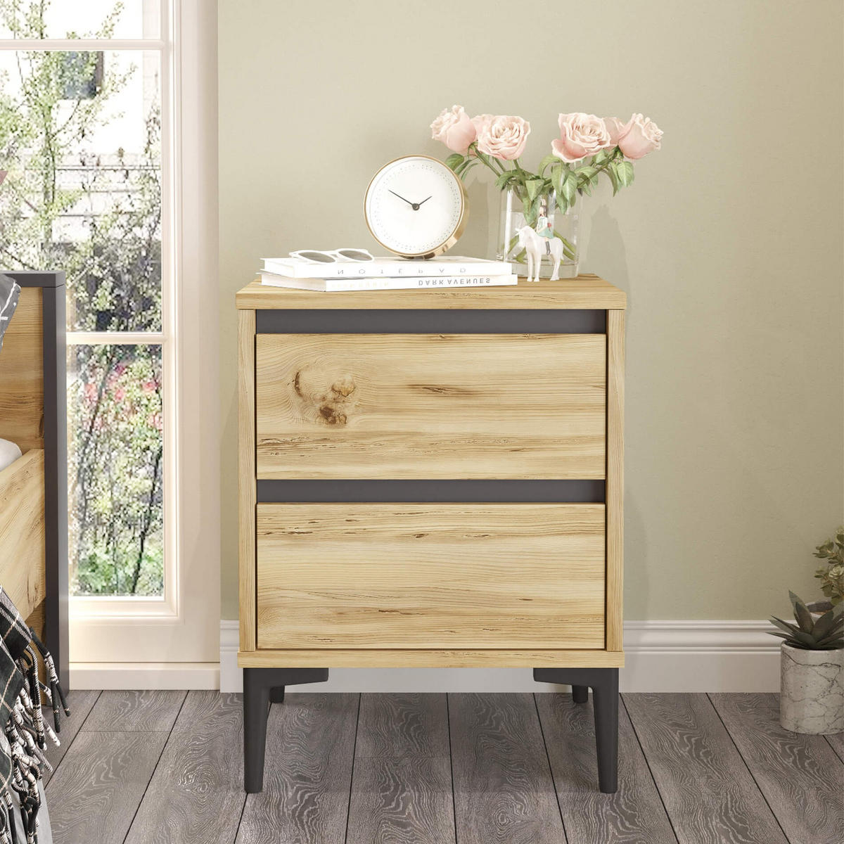 NACHTTISCH 45/45/58,5 cm - Braun, Holz (58.5/45/45cm) - Mobili Rebecca