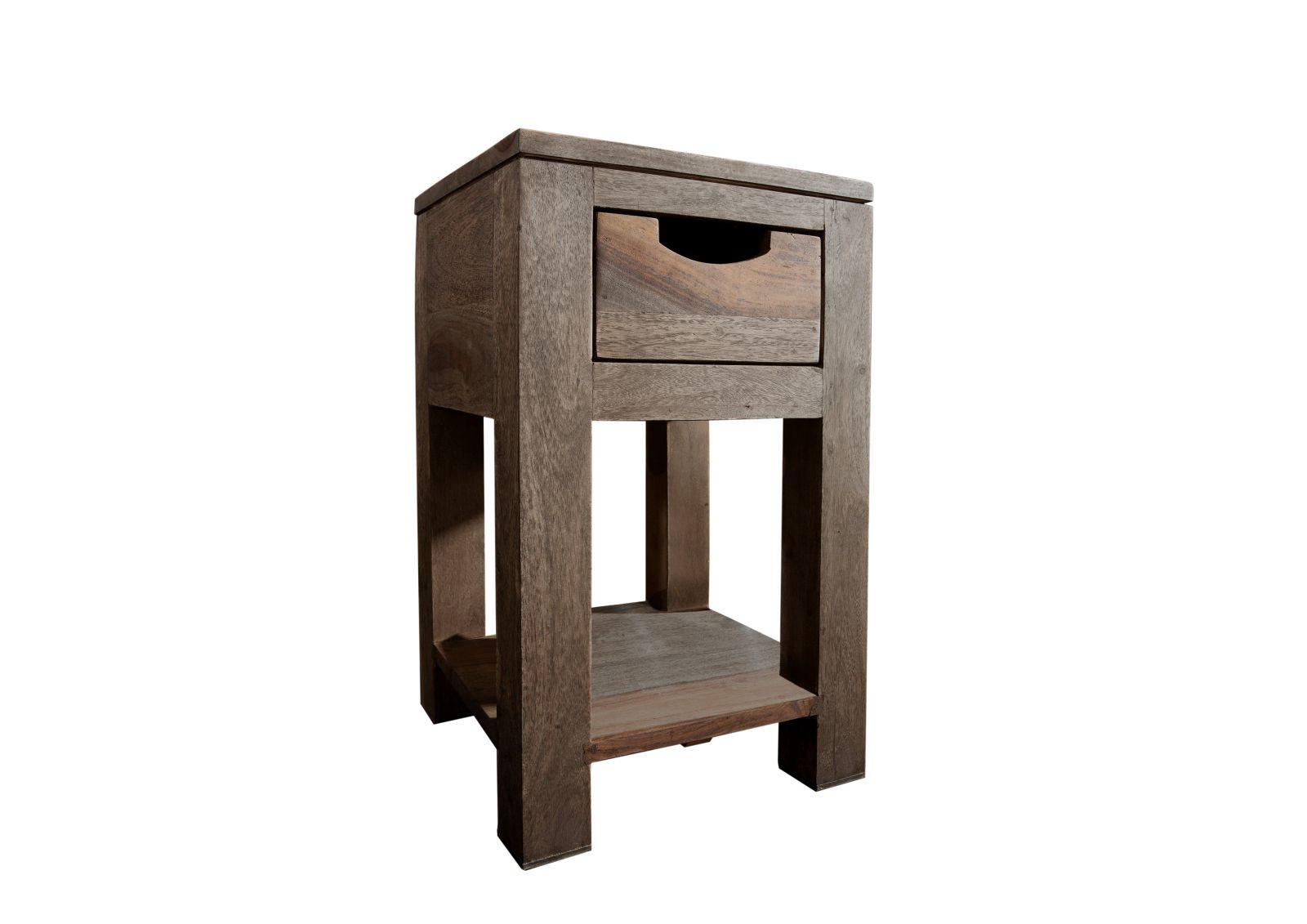 BEISTELLTISCH Sheesham 29x29x50 grau geölt NATURE GREY #30 - Grau, Holz (29/29/50cm) - Massivmoebel24