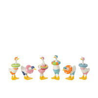 DEKOOBJEKT ENTE (6ER SET) - Multicolor, Glas/Naturmaterialien (3.5/13/5.5cm) - J-Line